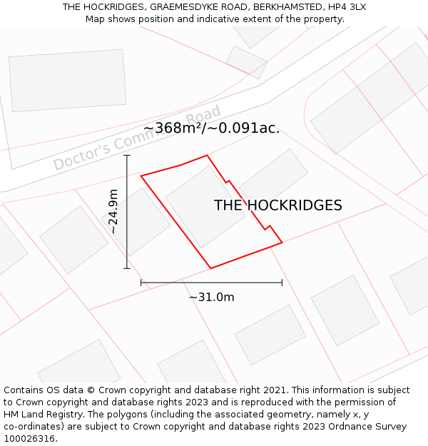 THE HOCKRIDGES, GRAEMESDYKE ROAD, BERKHAMSTED, HP4 3LX: Plot and title map