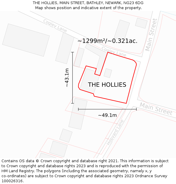 THE HOLLIES, MAIN STREET, BATHLEY, NEWARK, NG23 6DG: Plot and title map