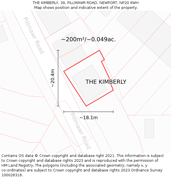 THE KIMBERLY, 39, PILLMAWR ROAD, NEWPORT, NP20 6WH: Plot and title map