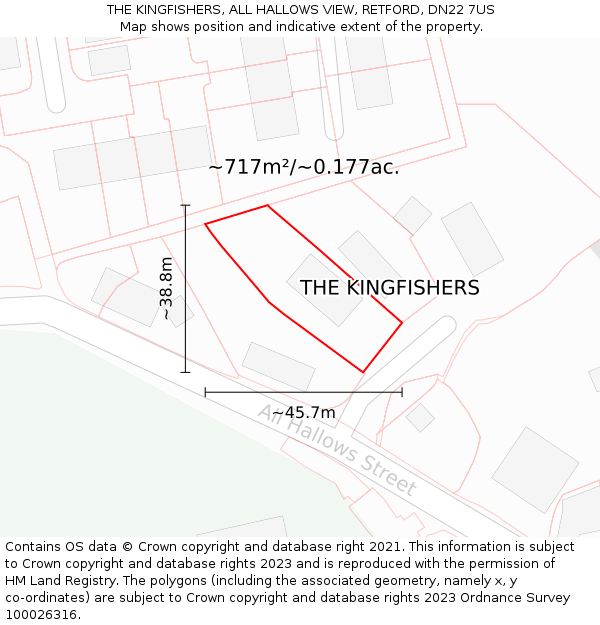 THE KINGFISHERS, ALL HALLOWS VIEW, RETFORD, DN22 7US: Plot and title map