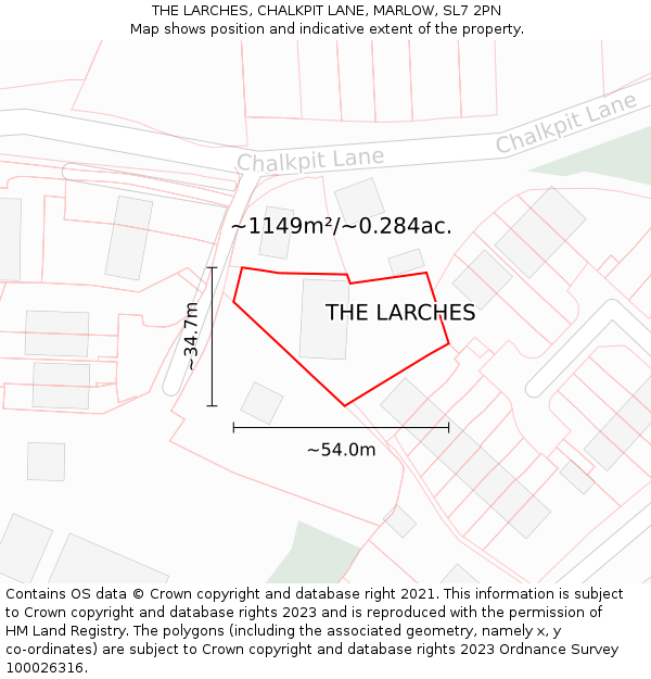 THE LARCHES, CHALKPIT LANE, MARLOW, SL7 2PN: Plot and title map