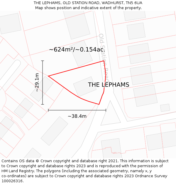 THE LEPHAMS, OLD STATION ROAD, WADHURST, TN5 6UA: Plot and title map