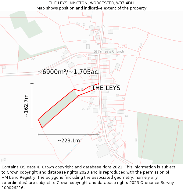 THE LEYS, KINGTON, WORCESTER, WR7 4DH: Plot and title map