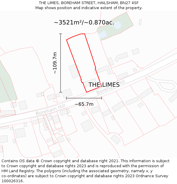 THE LIMES, BOREHAM STREET, HAILSHAM, BN27 4SF: Plot and title map