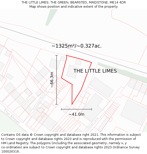 THE LITTLE LIMES, THE GREEN, BEARSTED, MAIDSTONE, ME14 4DR: Plot and title map