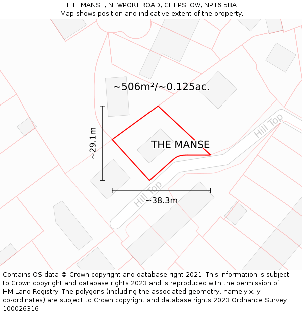 THE MANSE, NEWPORT ROAD, CHEPSTOW, NP16 5BA: Plot and title map