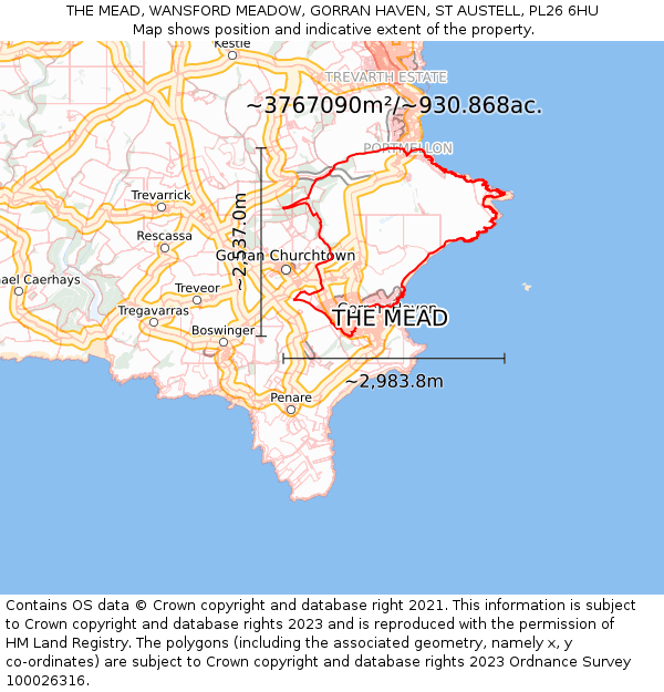 THE MEAD, WANSFORD MEADOW, GORRAN HAVEN, ST AUSTELL, PL26 6HU: Plot and title map