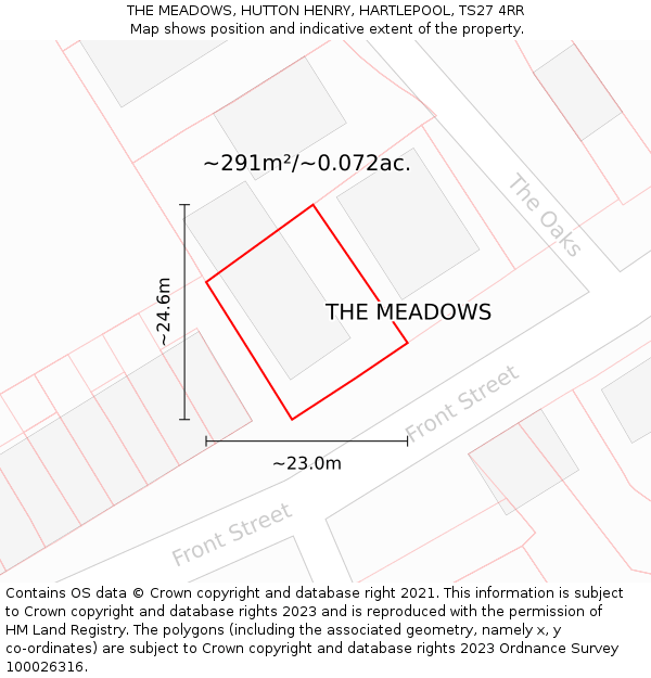 THE MEADOWS, HUTTON HENRY, HARTLEPOOL, TS27 4RR: Plot and title map