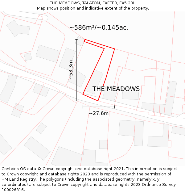 THE MEADOWS, TALATON, EXETER, EX5 2RL: Plot and title map