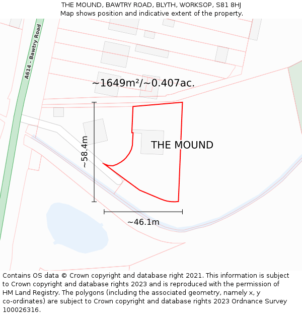 THE MOUND, BAWTRY ROAD, BLYTH, WORKSOP, S81 8HJ: Plot and title map