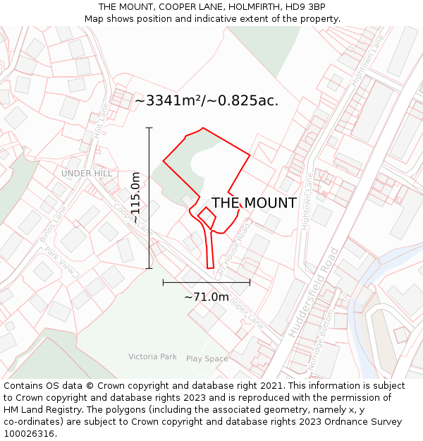 THE MOUNT, COOPER LANE, HOLMFIRTH, HD9 3BP: Plot and title map