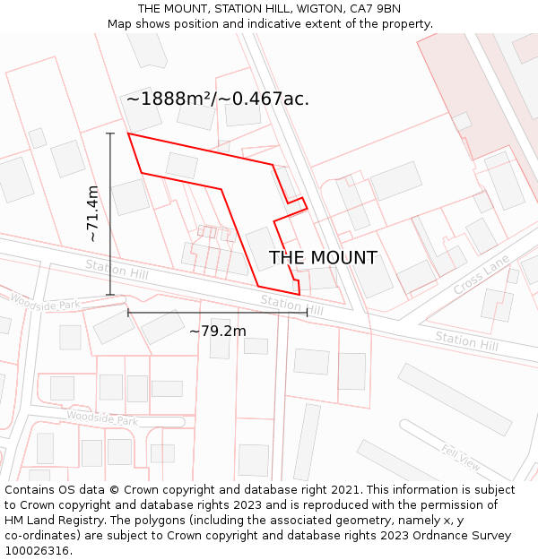 THE MOUNT, STATION HILL, WIGTON, CA7 9BN: Plot and title map