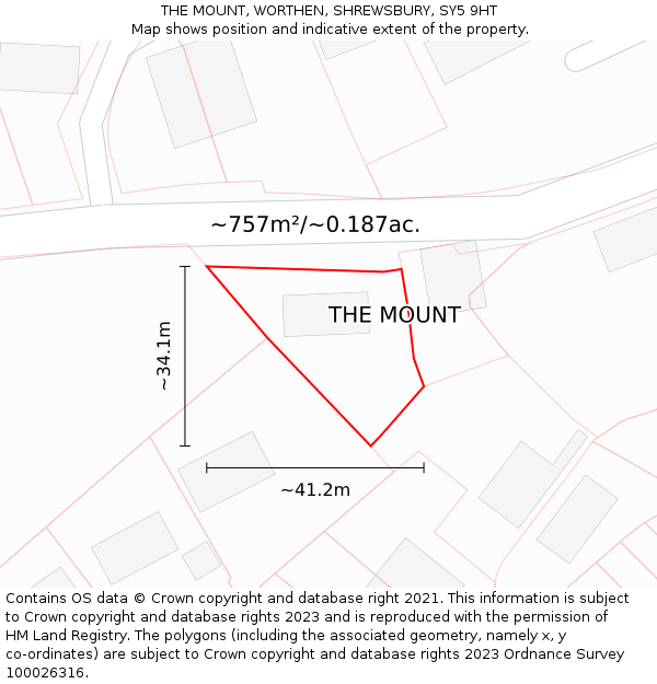 THE MOUNT, WORTHEN, SHREWSBURY, SY5 9HT: Plot and title map