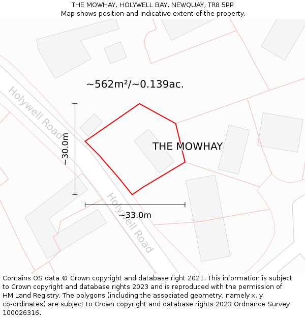 THE MOWHAY, HOLYWELL BAY, NEWQUAY, TR8 5PP: Plot and title map