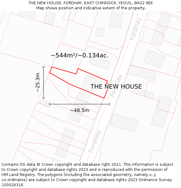 THE NEW HOUSE, FORDHAY, EAST CHINNOCK, YEOVIL, BA22 9EE: Plot and title map