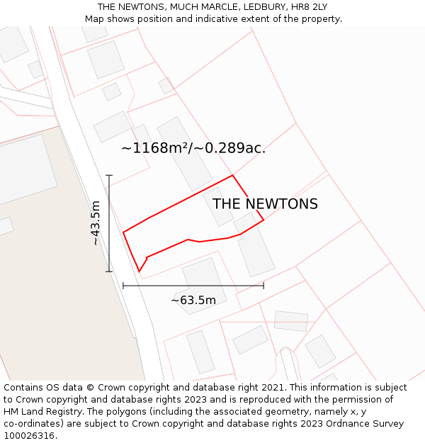 THE NEWTONS, MUCH MARCLE, LEDBURY, HR8 2LY: Plot and title map