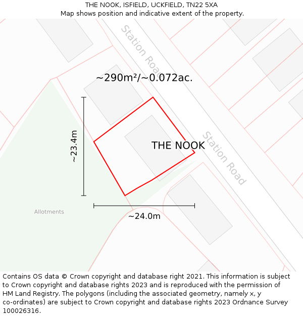 THE NOOK, ISFIELD, UCKFIELD, TN22 5XA: Plot and title map