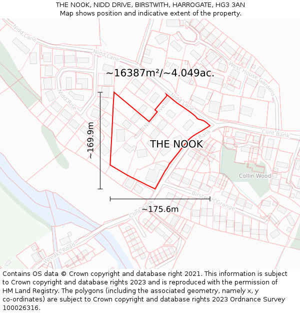 THE NOOK, NIDD DRIVE, BIRSTWITH, HARROGATE, HG3 3AN: Plot and title map