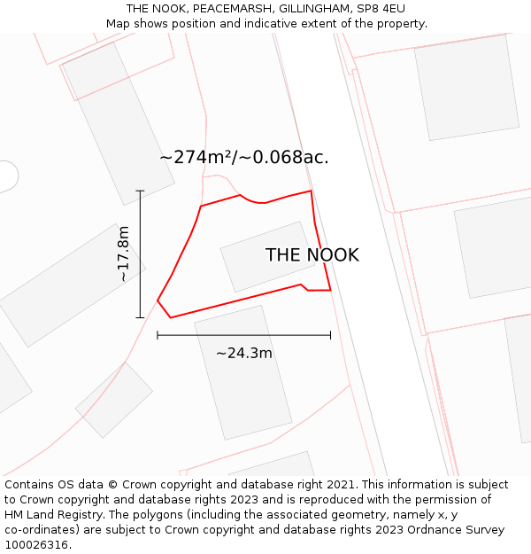 THE NOOK, PEACEMARSH, GILLINGHAM, SP8 4EU: Plot and title map