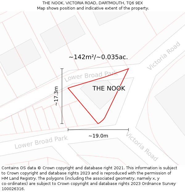THE NOOK, VICTORIA ROAD, DARTMOUTH, TQ6 9EX: Plot and title map