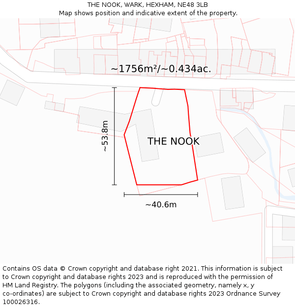 THE NOOK, WARK, HEXHAM, NE48 3LB: Plot and title map