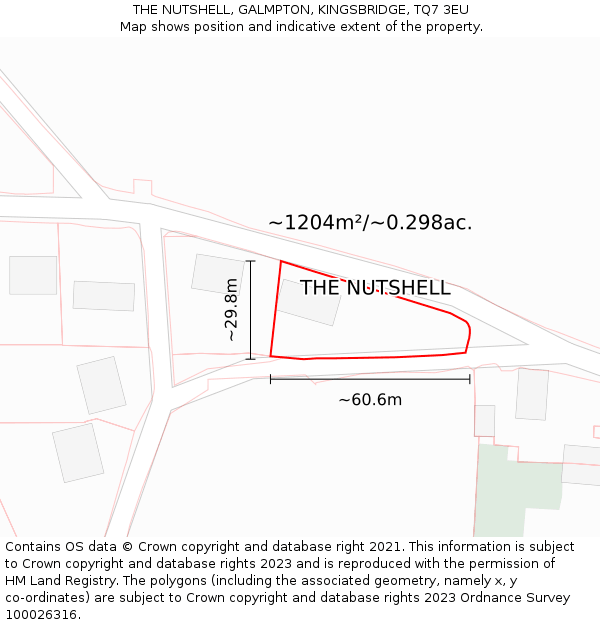 THE NUTSHELL, GALMPTON, KINGSBRIDGE, TQ7 3EU: Plot and title map