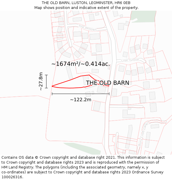 THE OLD BARN, LUSTON, LEOMINSTER, HR6 0EB: Plot and title map