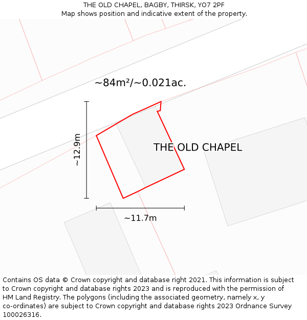 THE OLD CHAPEL, BAGBY, THIRSK, YO7 2PF: Plot and title map