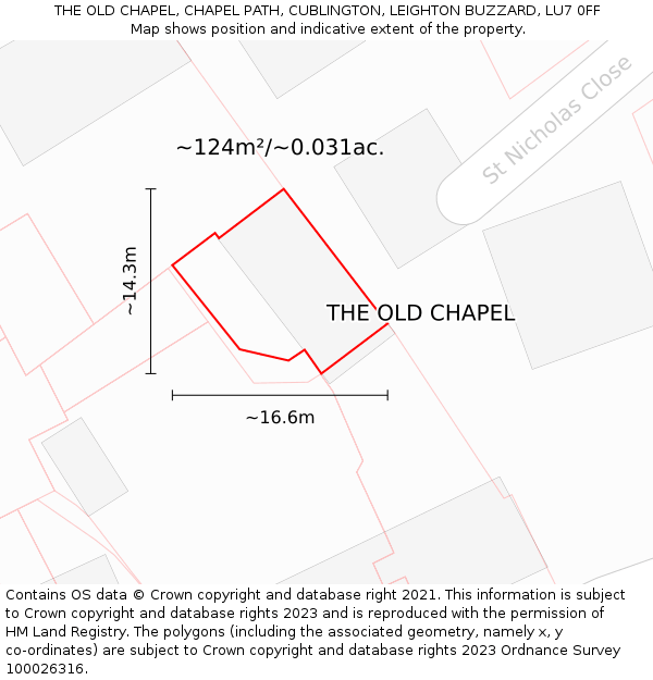 THE OLD CHAPEL, CHAPEL PATH, CUBLINGTON, LEIGHTON BUZZARD, LU7 0FF: Plot and title map