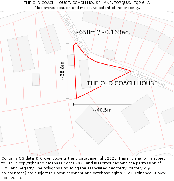 THE OLD COACH HOUSE, COACH HOUSE LANE, TORQUAY, TQ2 6HA: Plot and title map