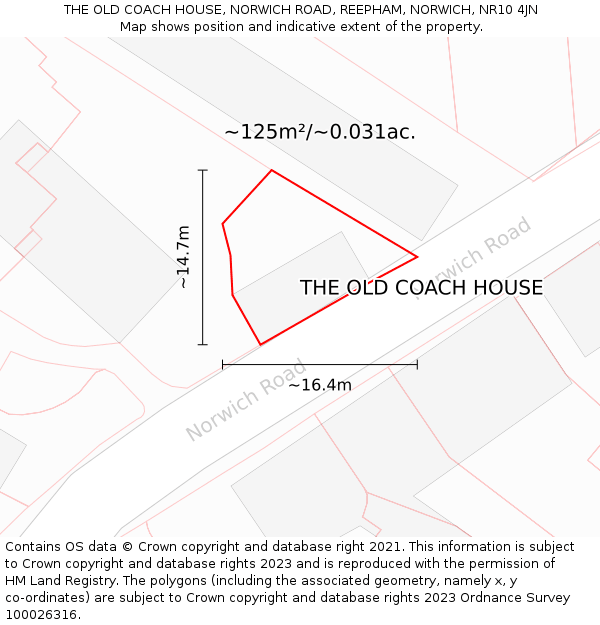 THE OLD COACH HOUSE, NORWICH ROAD, REEPHAM, NORWICH, NR10 4JN: Plot and title map