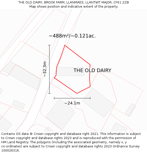 THE OLD DAIRY, BROOK FARM, LLANMAES, LLANTWIT MAJOR, CF61 2ZB: Plot and title map