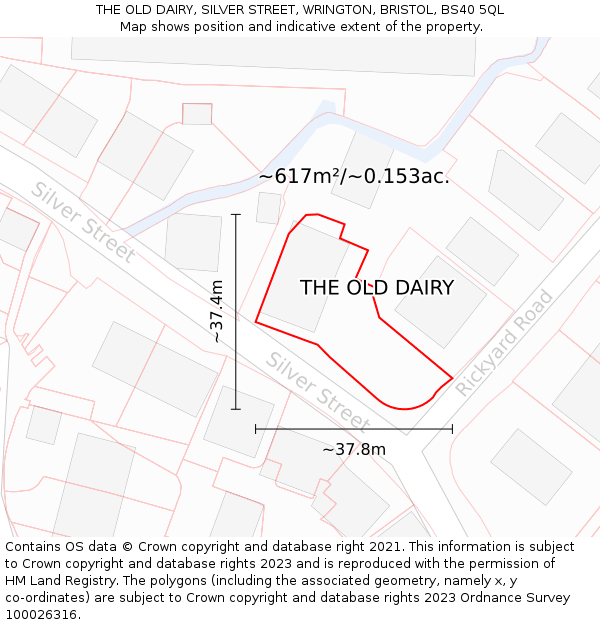THE OLD DAIRY, SILVER STREET, WRINGTON, BRISTOL, BS40 5QL: Plot and title map