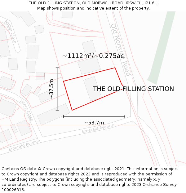 THE OLD FILLING STATION, OLD NORWICH ROAD, IPSWICH, IP1 6LJ: Plot and title map