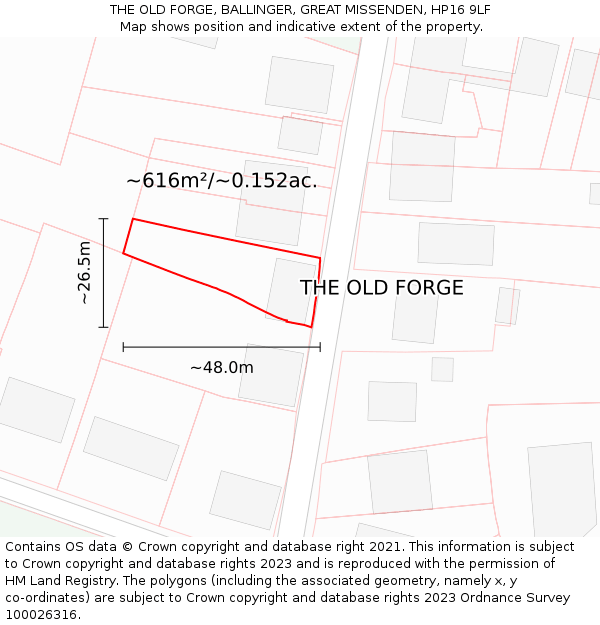 THE OLD FORGE, BALLINGER, GREAT MISSENDEN, HP16 9LF: Plot and title map