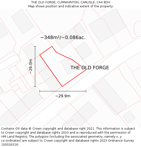 THE OLD FORGE, CUMWHINTON, CARLISLE, CA4 8DH: Plot and title map