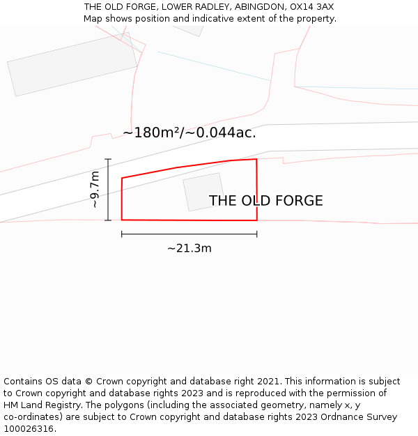 THE OLD FORGE, LOWER RADLEY, ABINGDON, OX14 3AX: Plot and title map