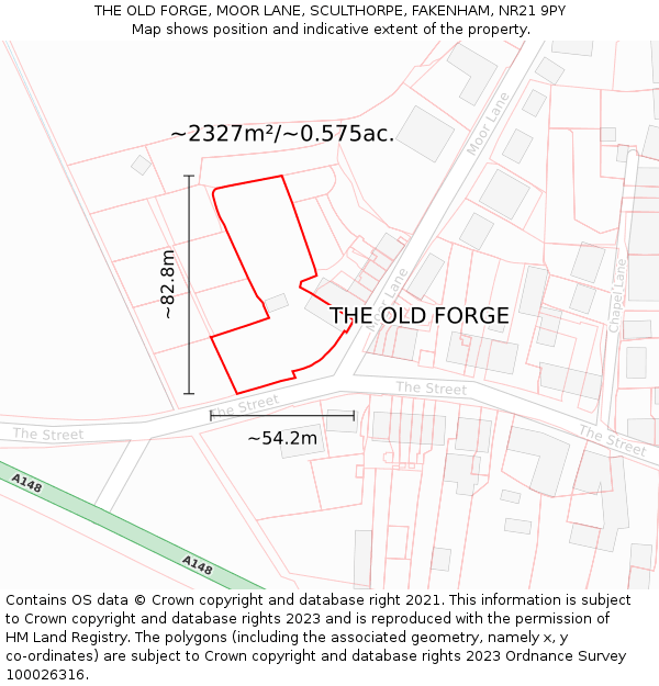 THE OLD FORGE, MOOR LANE, SCULTHORPE, FAKENHAM, NR21 9PY: Plot and title map