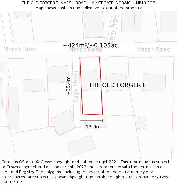 THE OLD FORGERIE, MARSH ROAD, HALVERGATE, NORWICH, NR13 3QB: Plot and title map