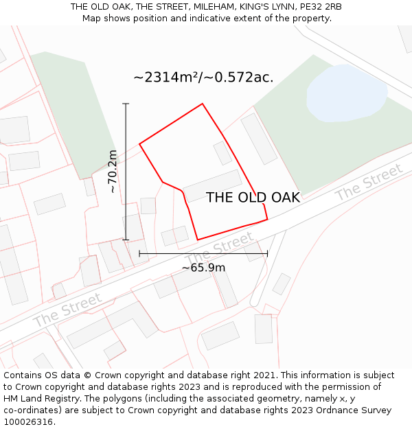 THE OLD OAK, THE STREET, MILEHAM, KING'S LYNN, PE32 2RB: Plot and title map