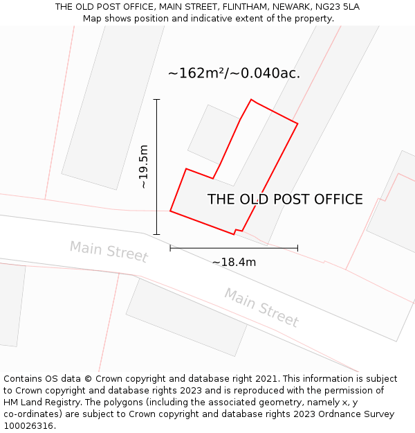 THE OLD POST OFFICE, MAIN STREET, FLINTHAM, NEWARK, NG23 5LA: Plot and title map