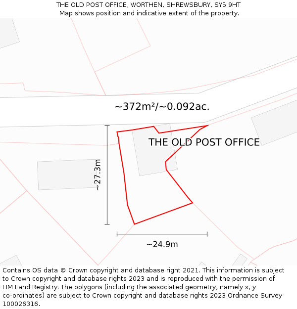 THE OLD POST OFFICE, WORTHEN, SHREWSBURY, SY5 9HT: Plot and title map