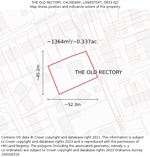 THE OLD RECTORY, CAUSEWAY, LOWESTOFT, NR33 0JZ: Plot and title map