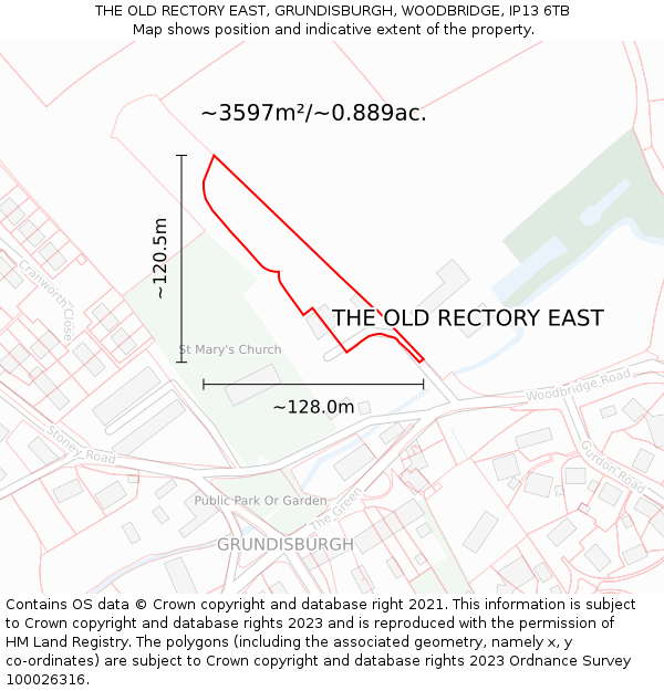 THE OLD RECTORY EAST, GRUNDISBURGH, WOODBRIDGE, IP13 6TB: Plot and title map