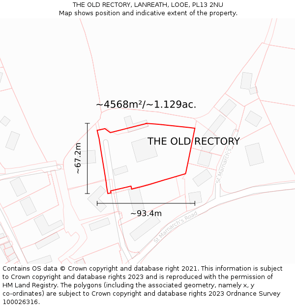THE OLD RECTORY, LANREATH, LOOE, PL13 2NU: Plot and title map