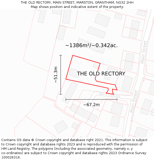 THE OLD RECTORY, MAIN STREET, MARSTON, GRANTHAM, NG32 2HH: Plot and title map
