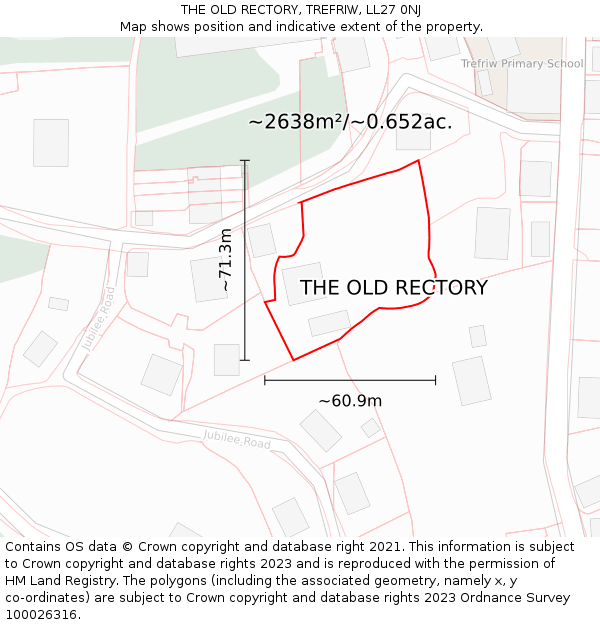 THE OLD RECTORY, TREFRIW, LL27 0NJ: Plot and title map