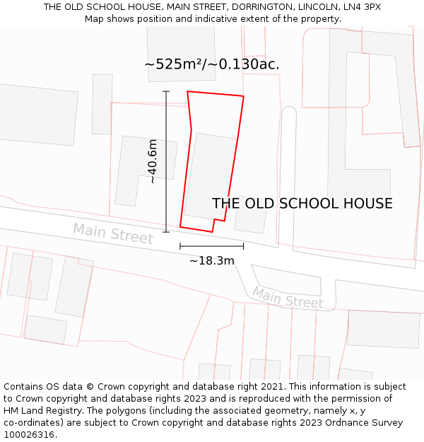 THE OLD SCHOOL HOUSE, MAIN STREET, DORRINGTON, LINCOLN, LN4 3PX: Plot and title map