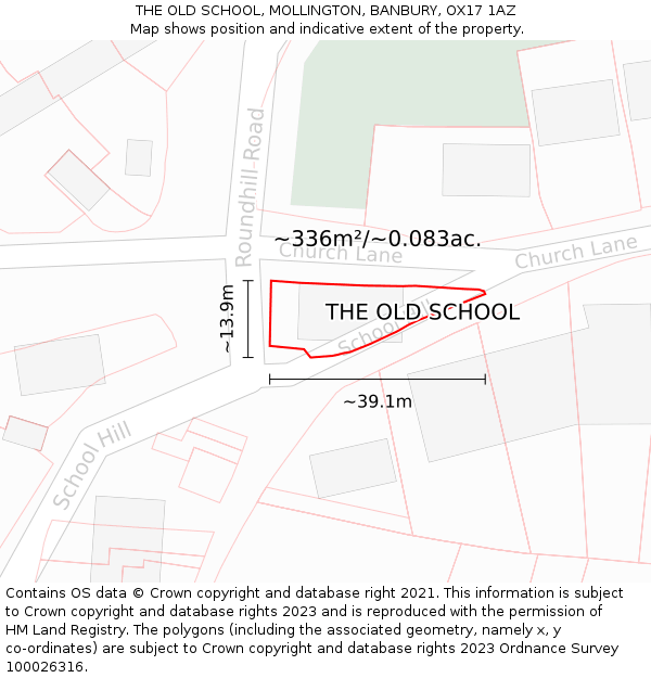 THE OLD SCHOOL, MOLLINGTON, BANBURY, OX17 1AZ: Plot and title map