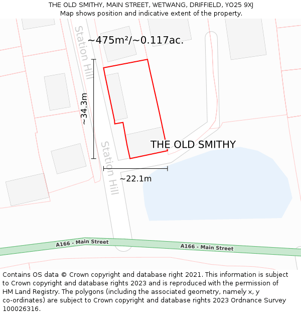 THE OLD SMITHY, MAIN STREET, WETWANG, DRIFFIELD, YO25 9XJ: Plot and title map